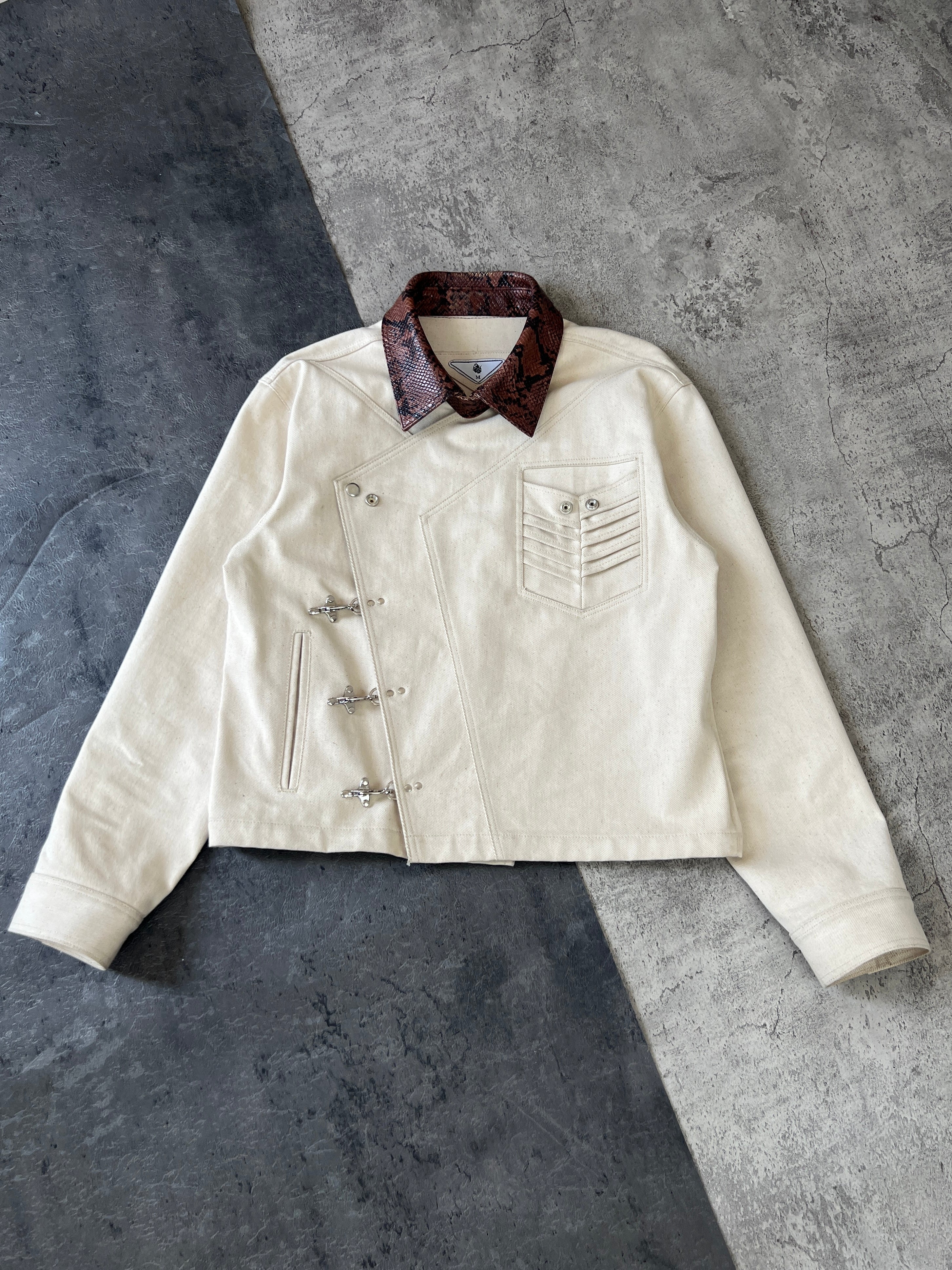 Asymmetric Denim Jacket Cream