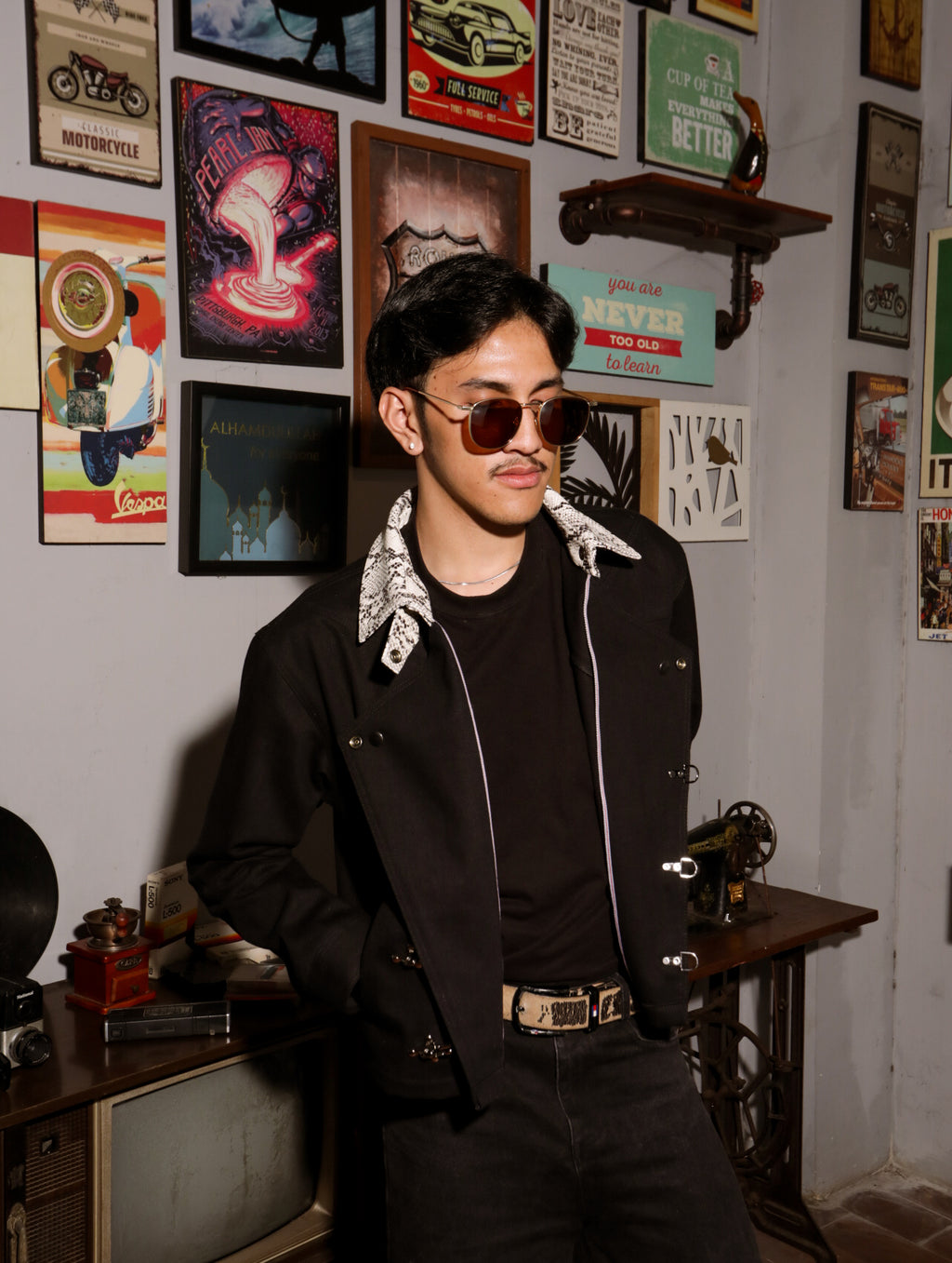 Asymmetric Denim Jacket Black