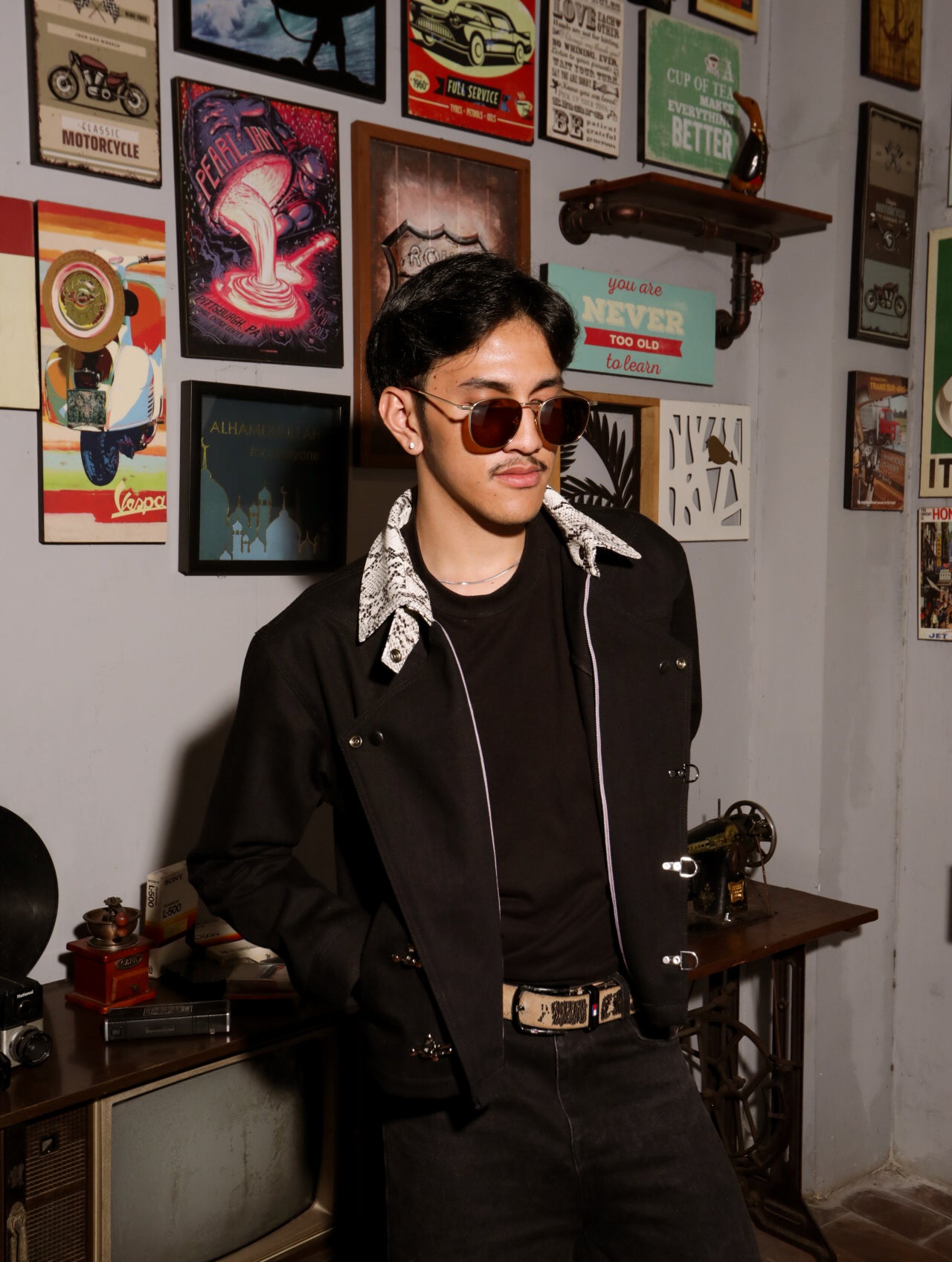 Asymmetric Denim Jacket Black