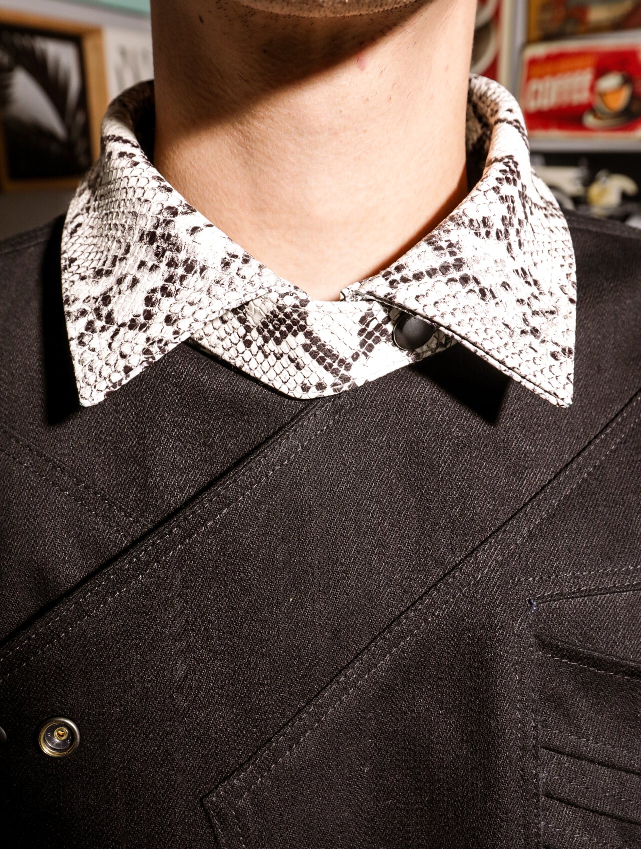 Asymmetric Denim Jacket Black