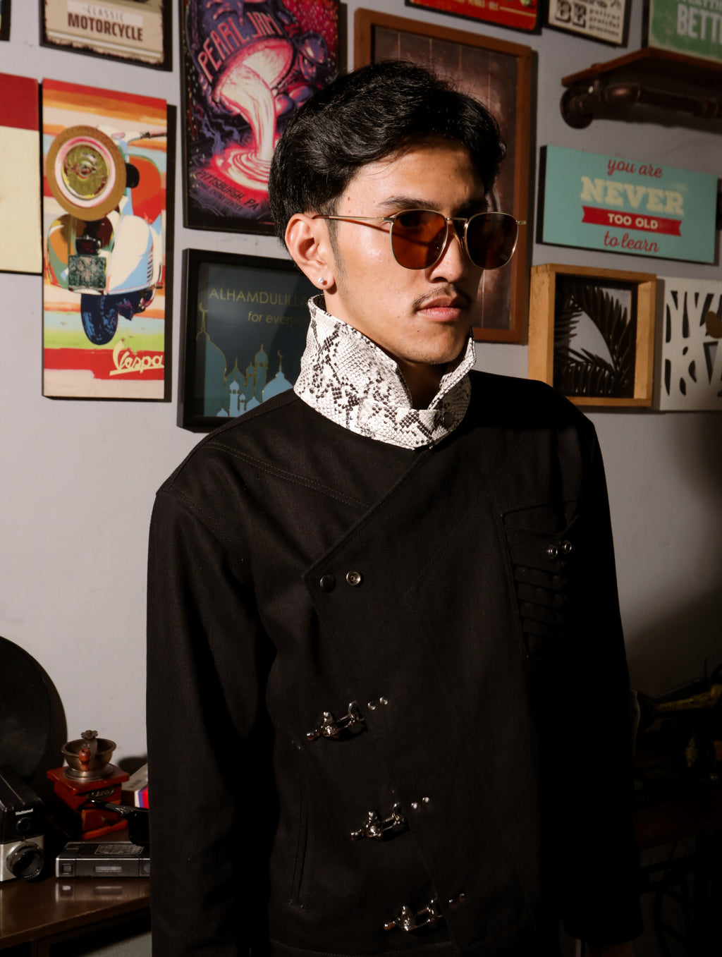 Asymmetric Denim Jacket Black