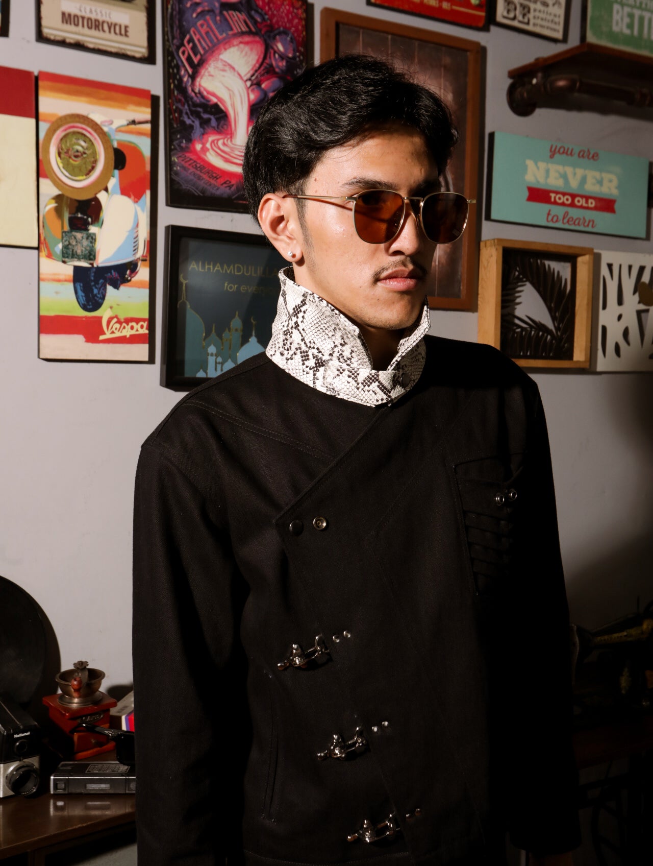 Asymmetric Denim Jacket Black