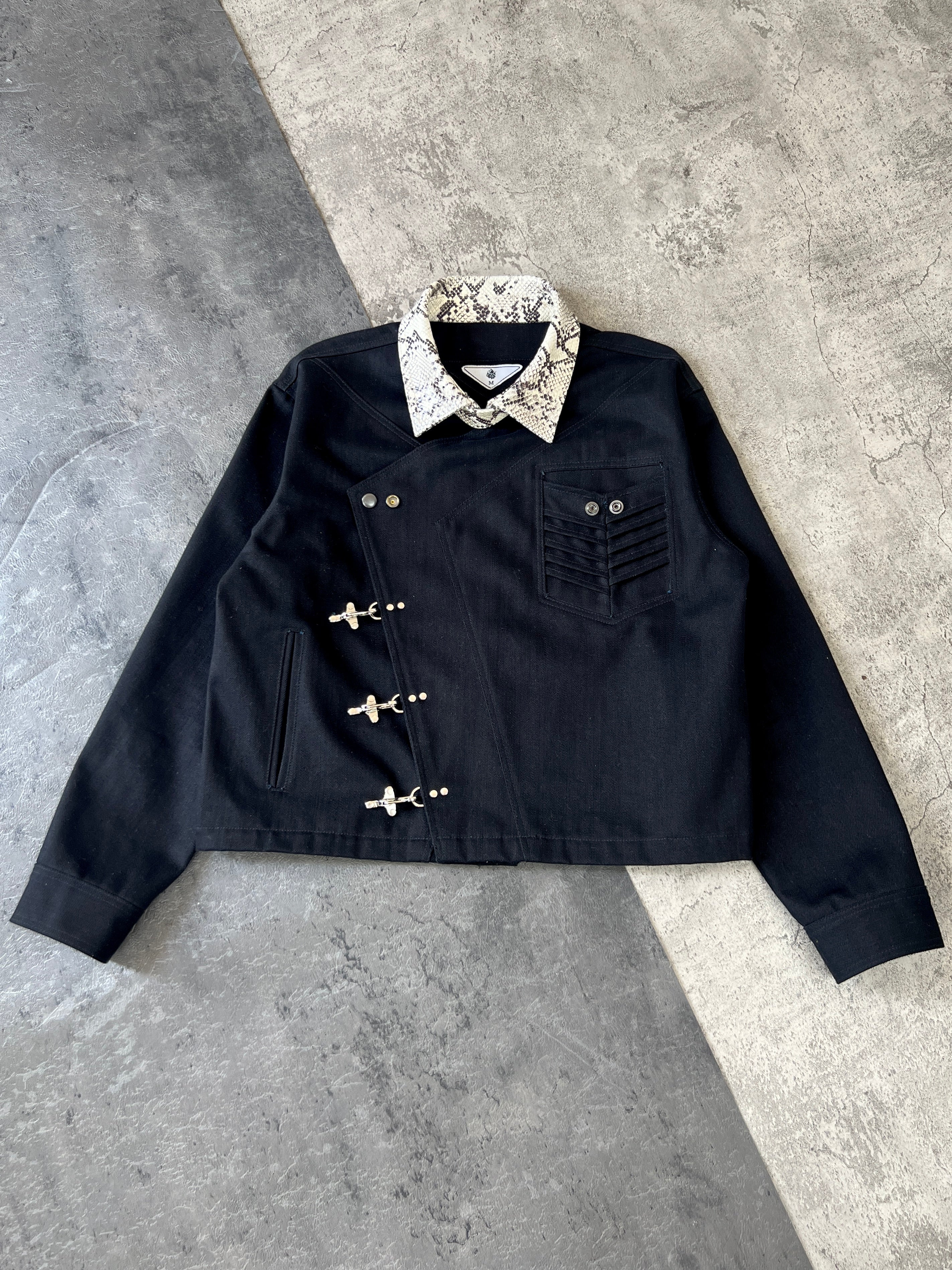 Asymmetric Denim Jacket Black