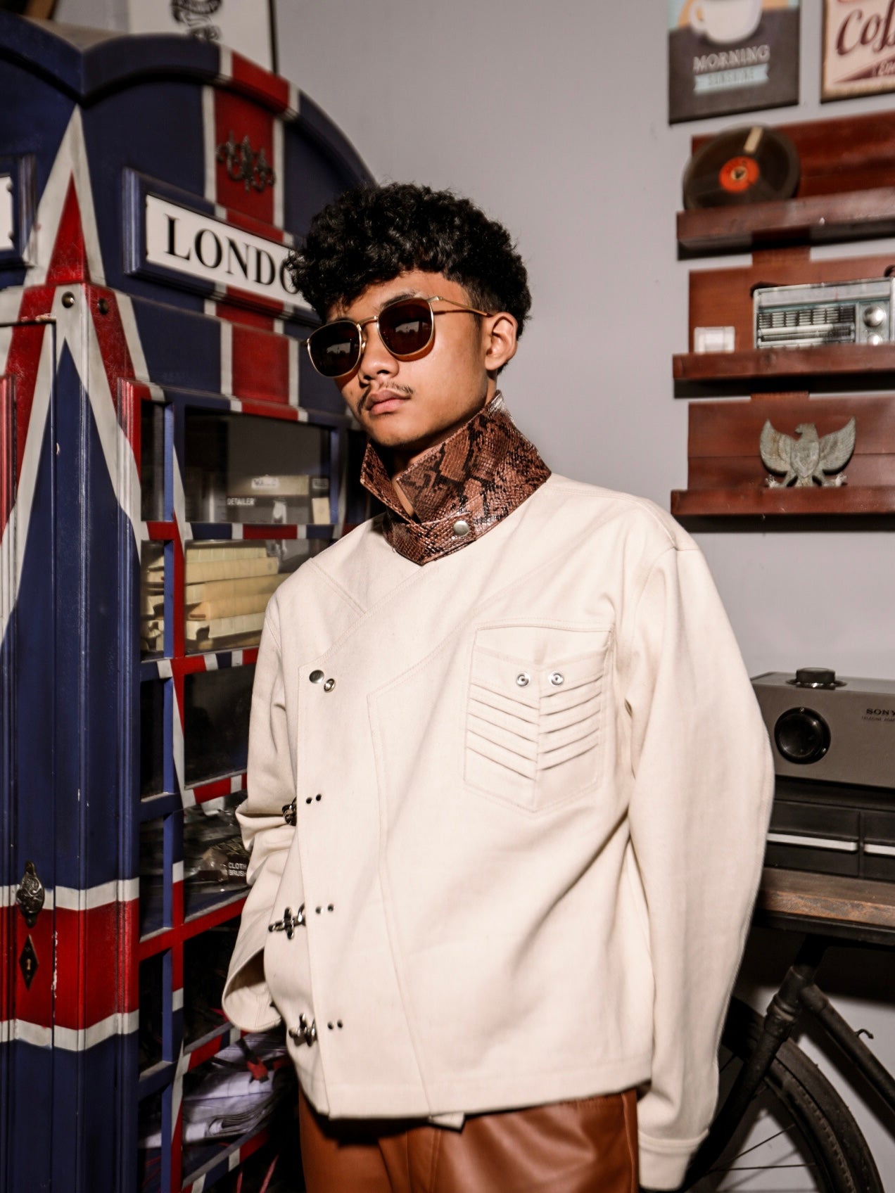 Asymmetric Denim Jacket Cream