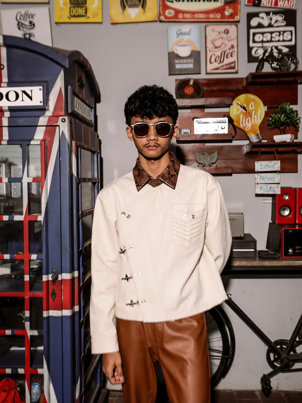 Asymmetric Denim Jacket Cream