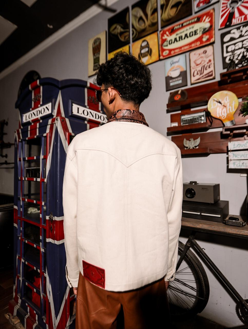 Asymmetric Denim Jacket Cream