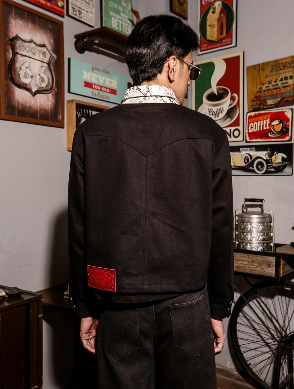 Asymmetric Denim Jacket Black